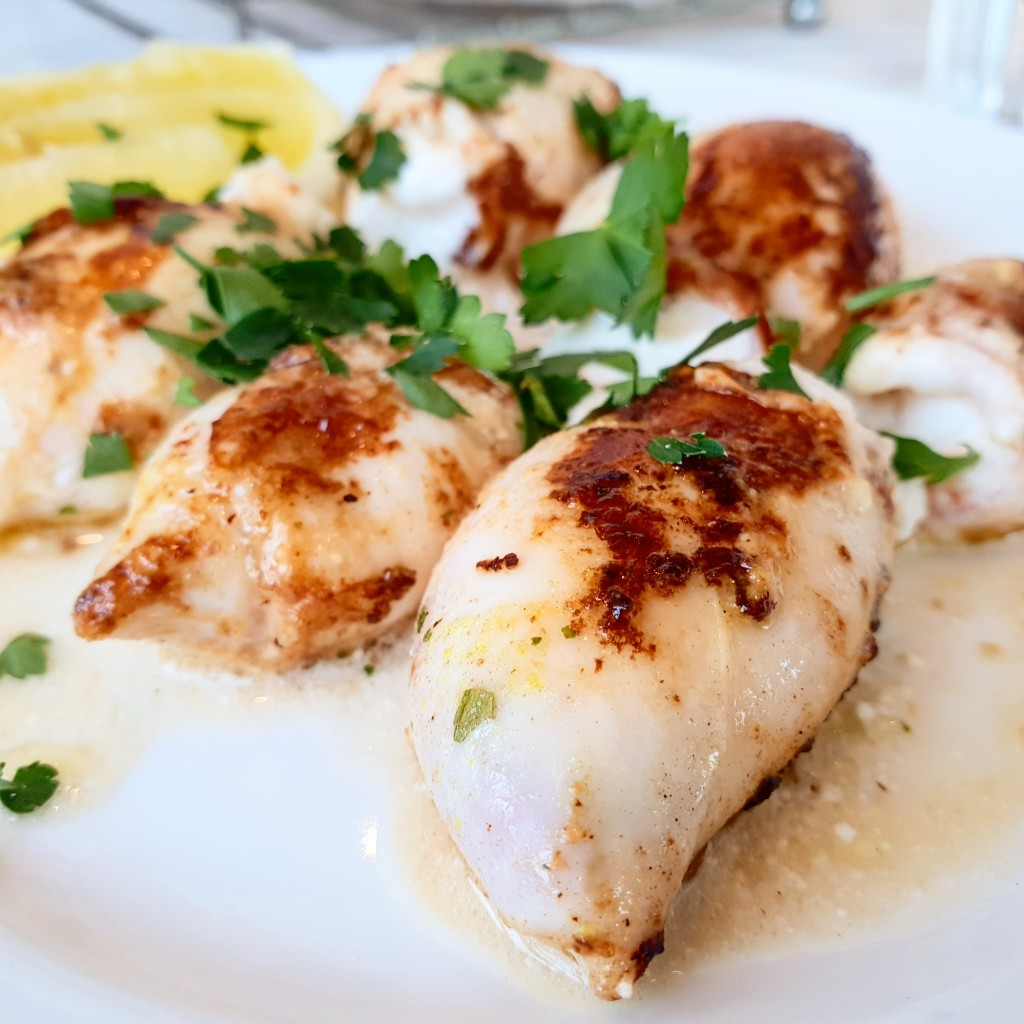 Plaka Cresta: Feta-Stuffed Calamari Tubes Plaka Cresta: New Menu